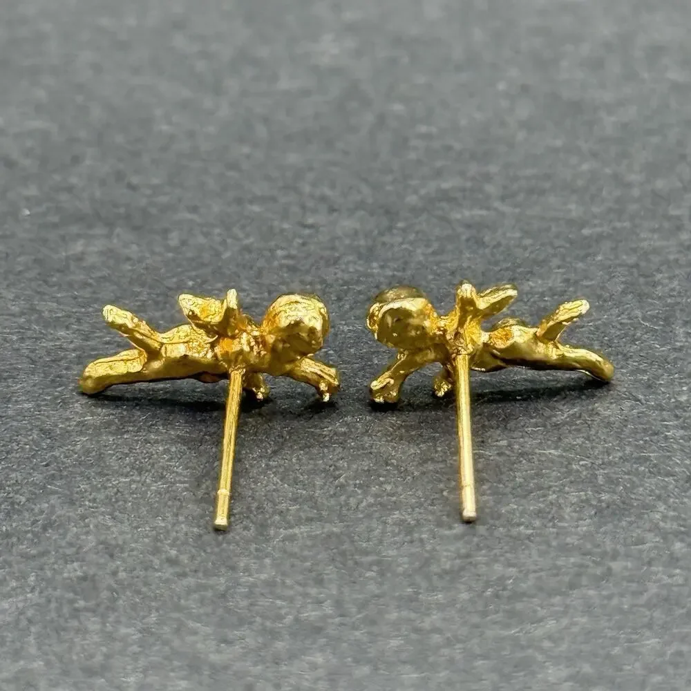 Vintage Gold-Tone Costume Earring Lot Red Rhinestone Hat Faux Pearl Enamel